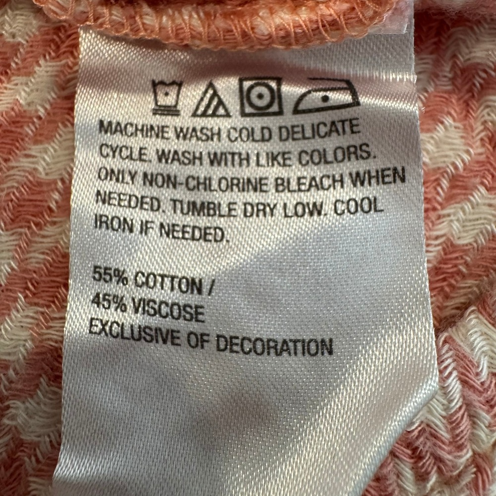 Peace Love World Pink Houndstooth Pullover Blouse XL Long Sleeve V-Neck Top - Picture 8 of 8